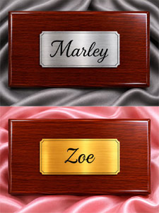 Engraved Name Plaques for Pet Ashes