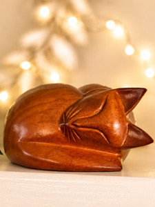 Timber Sleeping Cat Pet Ashes Urn