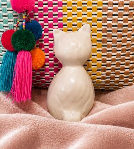 Ivory Sitting Cat Urn for Ashes
